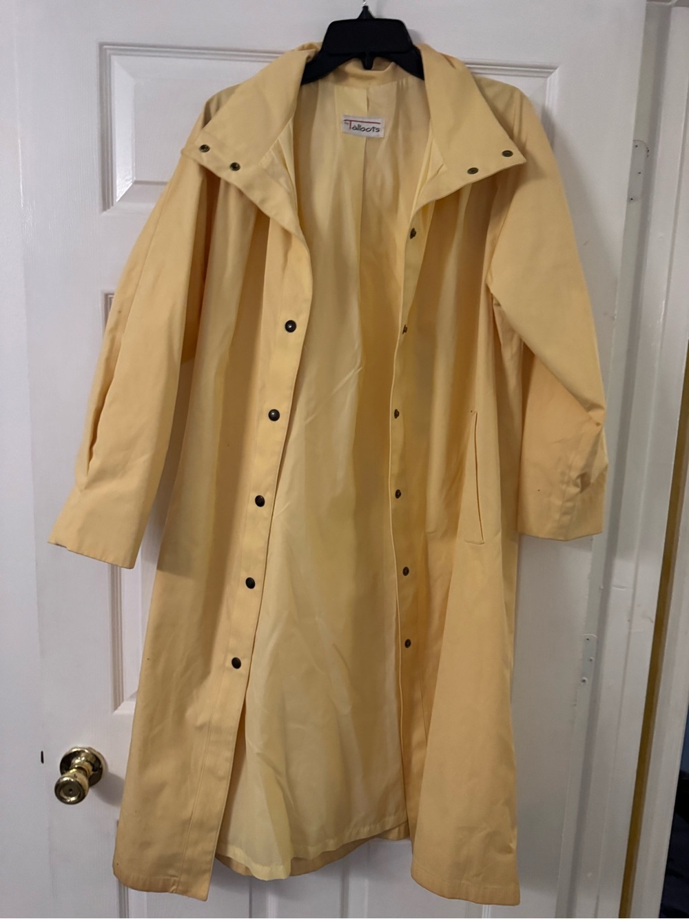 Talbots Light Yellow Trench Coat with Snap Closure